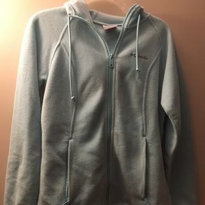 Light blue Columbia fleece with hood